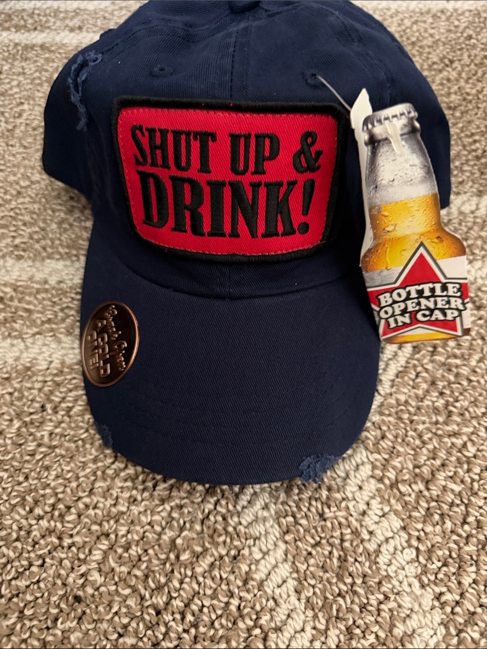 Shut Up & Drink! Navy Baseball Cap with Bottle Opener